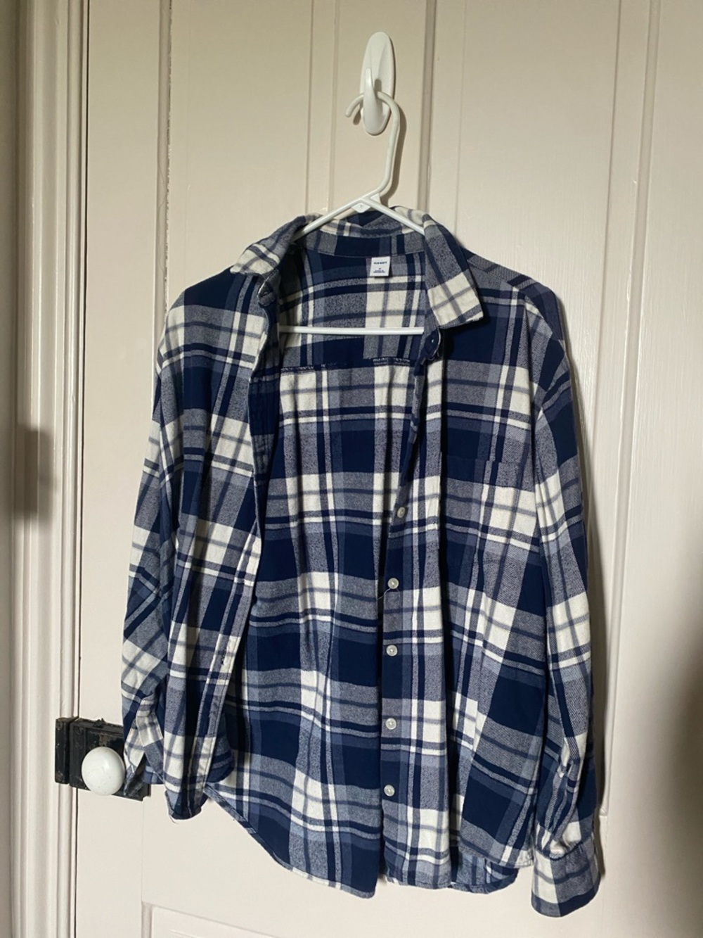 Old Navy Navy and White Plaid Button-Up